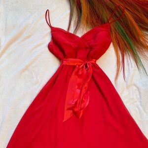 Red dress A-line midi dress